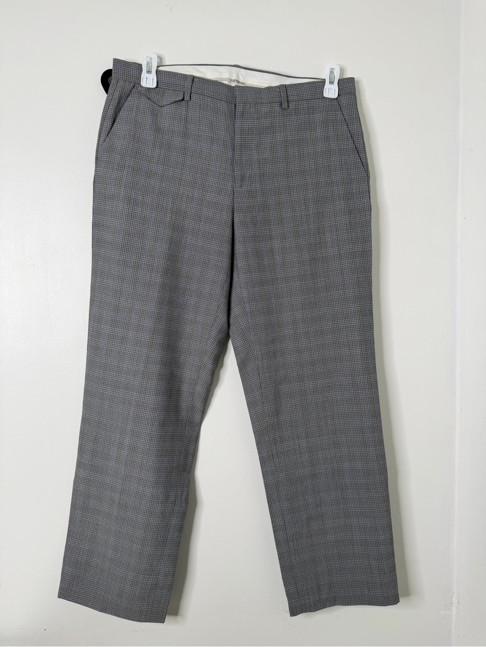 Calvin Klein Grey Plaid Wool Blend Dress Pants 32x32